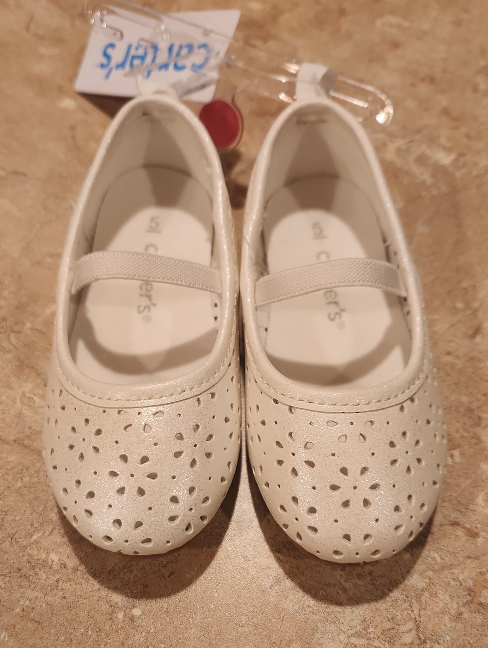 Carter's Cream Girls' Mary Jane Dress Shoes with Floral Pattern